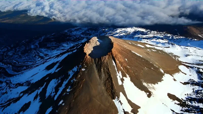 Teide peak crater in Tenerife aerial view